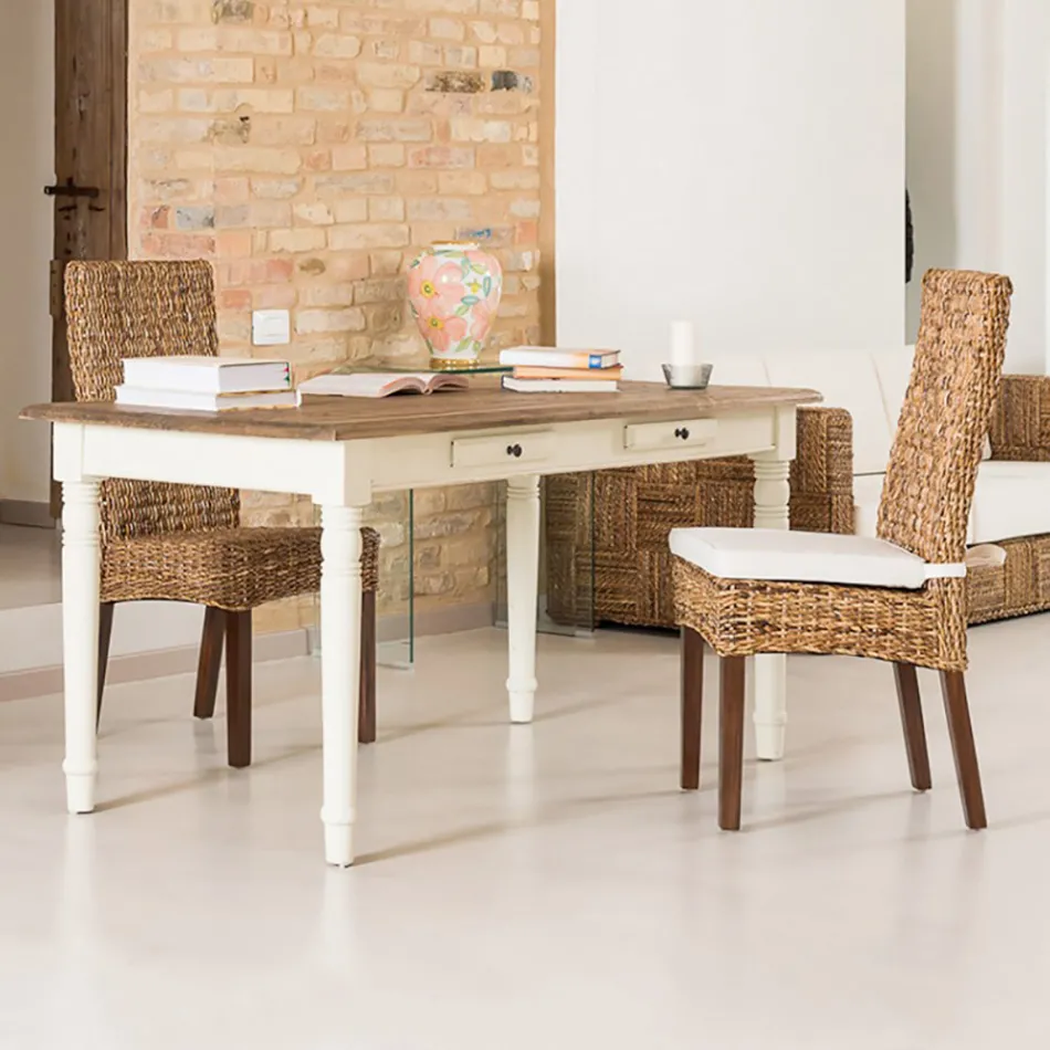 Chaise d'extérieur en tissage banane avec coussin d'assise - Safari Viadurini