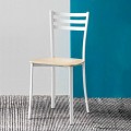 Chaise de cuisine moderne en métal blanc et bois de hêtre Made in Italy,2 pièces - Ace