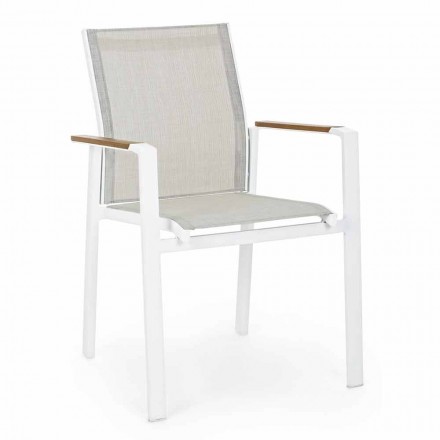 Chaise d'extérieur empilable avec accoudoirs en aluminium Homemotion - Sciullo Viadurini