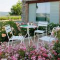 Chaise d'extérieur empilable enduite de poudre fabriquée en Italie, 4 pièces - Amina