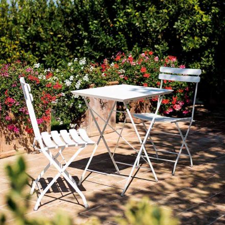 Chaise pliante d'extérieur en métal peint fabriqué en Italie, 4 pièces - Lori Viadurini