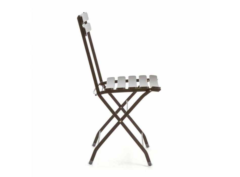 Chaise pliante d'extérieur en métal peint fabriqué en Italie, 4 pièces - Lori Viadurini