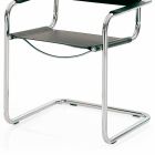 Chaise pour salle de conférence ou salle de réunion en cuir noir et métal - Cirillo Viadurini