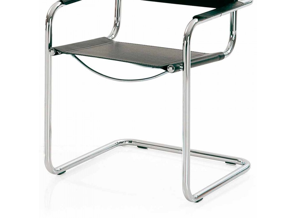Chaise pour salle de conférence ou salle de réunion en cuir noir et métal - Cirillo Viadurini