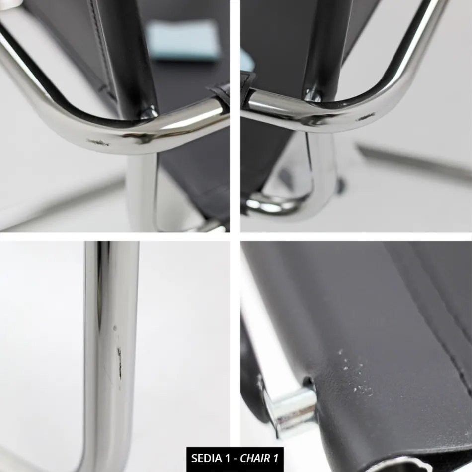 Chaise de salle de conférence ou de réunion en cuir noir et métal – Cirillo1/2 Viadurini