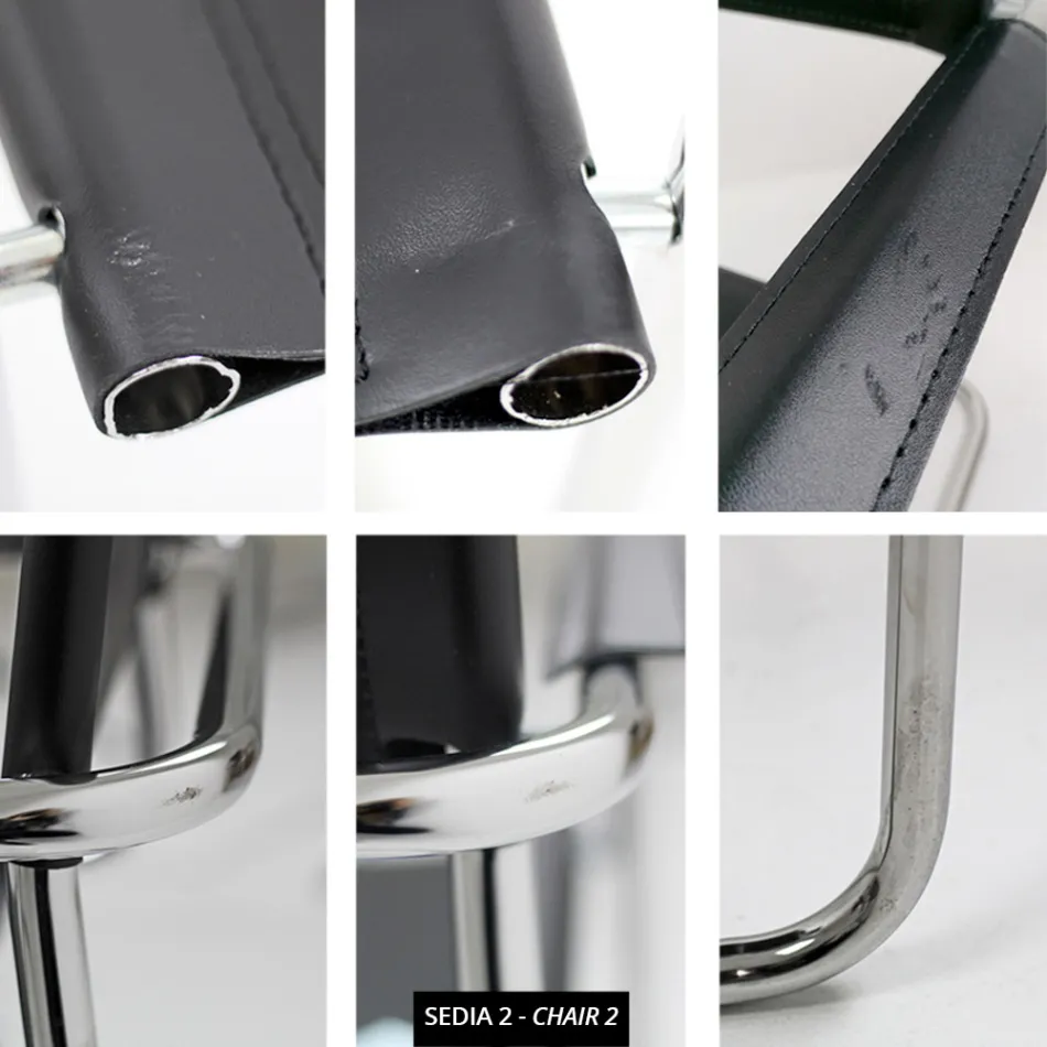 Chaise de salle de conférence ou de réunion en cuir noir et métal – Cirillo1/2 Viadurini