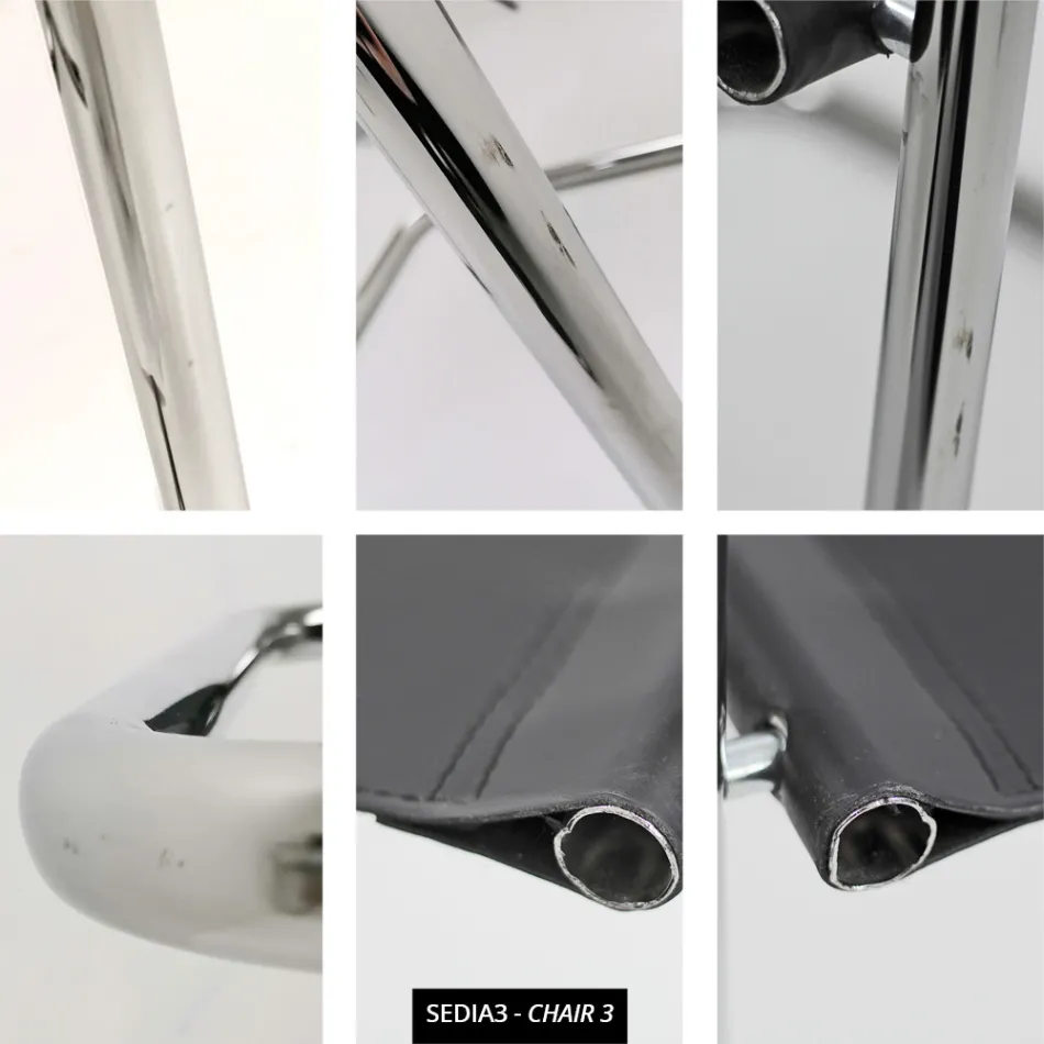 Chaise de salle de conférence ou de réunion en cuir noir et métal – Cirillo3/4 Viadurini