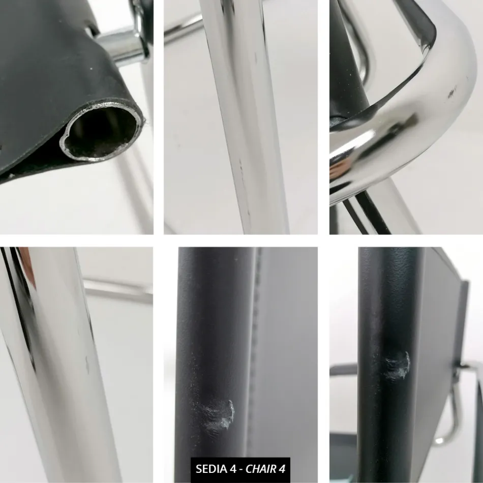 Chaise de salle de conférence ou de réunion en cuir noir et métal – Cirillo3/4 Viadurini