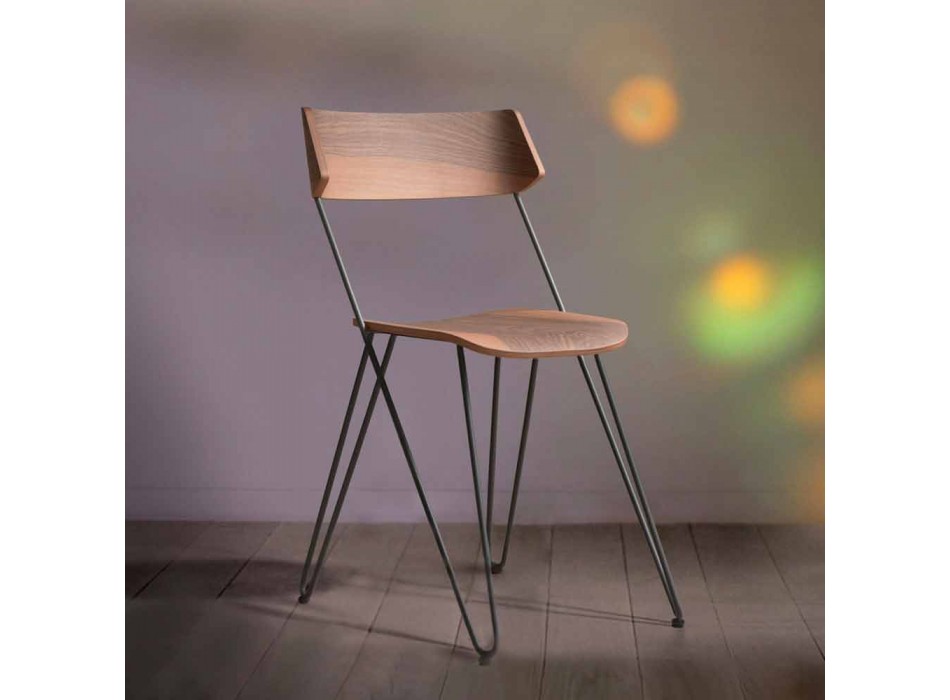 Chaise de salle à manger artisanale en bois et acier Made in Italy - Valencia Viadurini