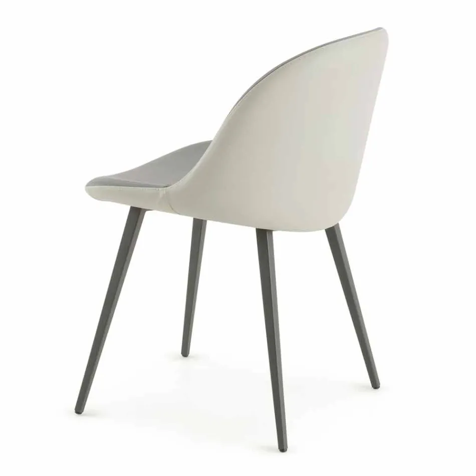 Chaise de salle à manger avec assise en cuir écologique Made in Italy, 2 pièces - Nobelio Viadurini