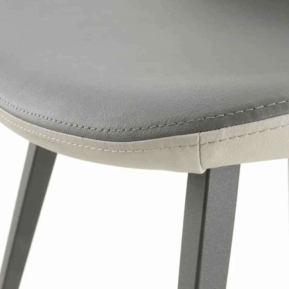 Chaise de salle à manger avec assise en cuir écologique Made in Italy, 2 pièces - Nobelio Viadurini