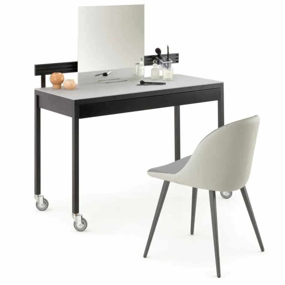 Chaise de salle à manger avec assise en cuir écologique Made in Italy, 2 pièces - Nobelio Viadurini