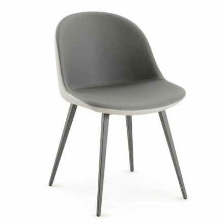 Chaise de salle à manger avec assise en cuir écologique Made in Italy, 2 pièces - Nobelio Viadurini