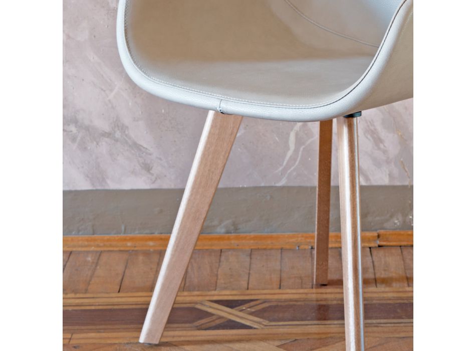 Chaise de salle à manger au design moderne en cuir fabriquée en Italie - Simba Viadurini