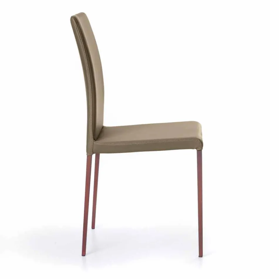 Chaise de salle à manger en similicuir Abbie, fabriquée en Italie Viadurini