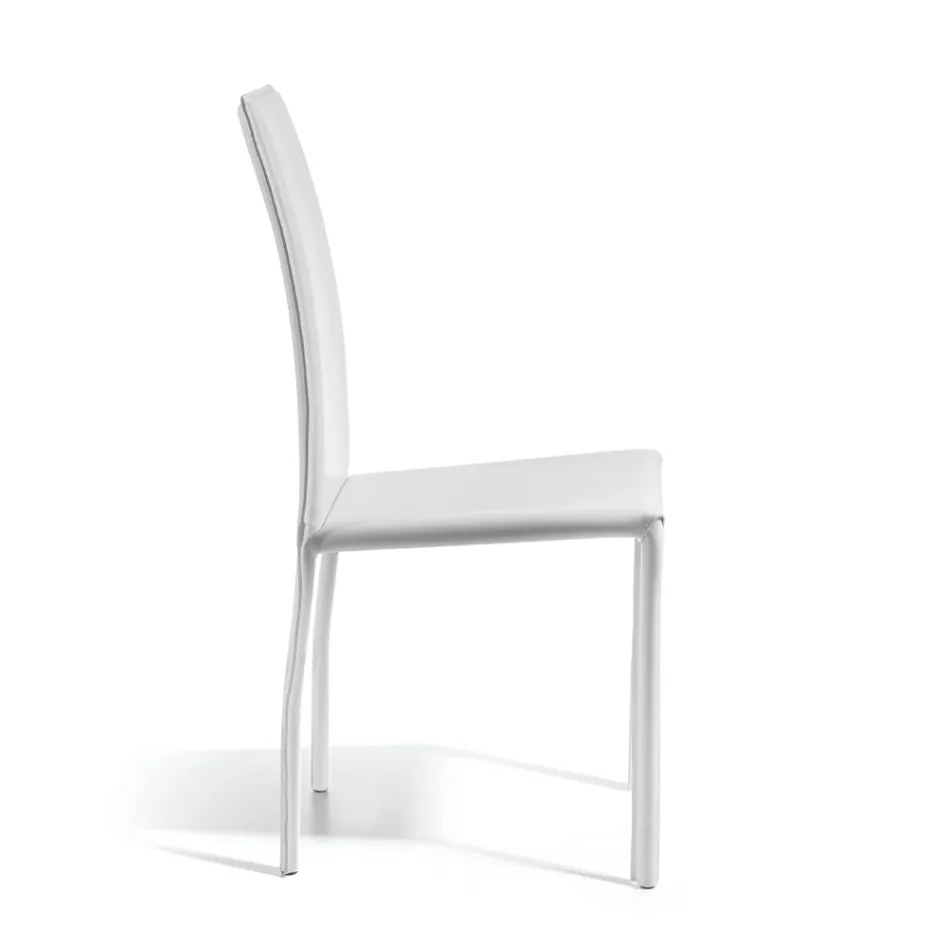 Chaise de salle à manger design recouverte de cuir fabriquée en Italie - Sissy Viadurini