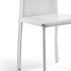 Chaise de salle à manger design recouverte de cuir fabriquée en Italie - Sissy Viadurini