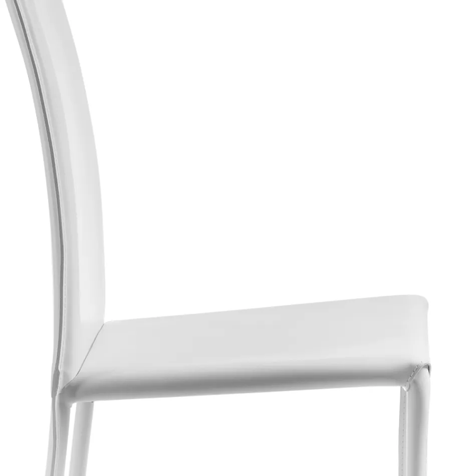 Chaise de salle à manger design recouverte de cuir fabriquée en Italie - Sissy Viadurini