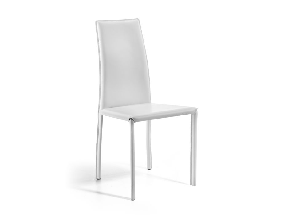 Chaise de salle à manger design recouverte de cuir fabriquée en Italie - Sissy Viadurini