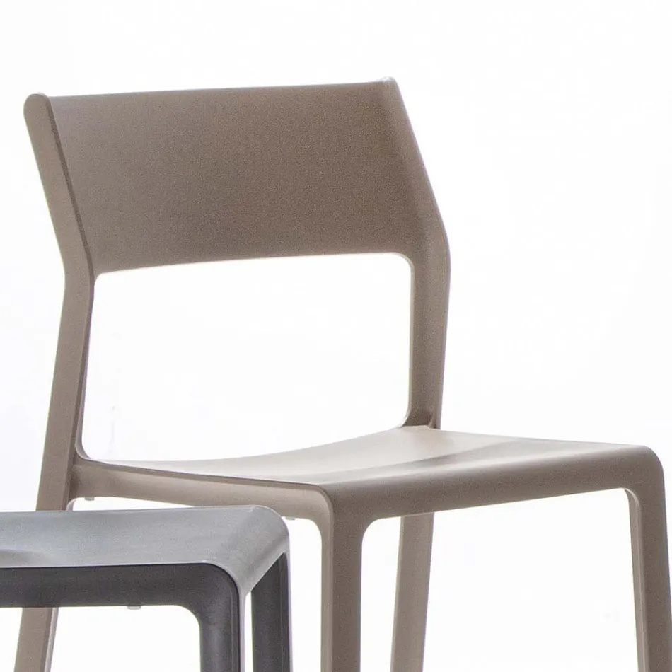 Chaise de salle à manger empilable en polypropylène coloré, 4 pièces - Abelia Viadurini