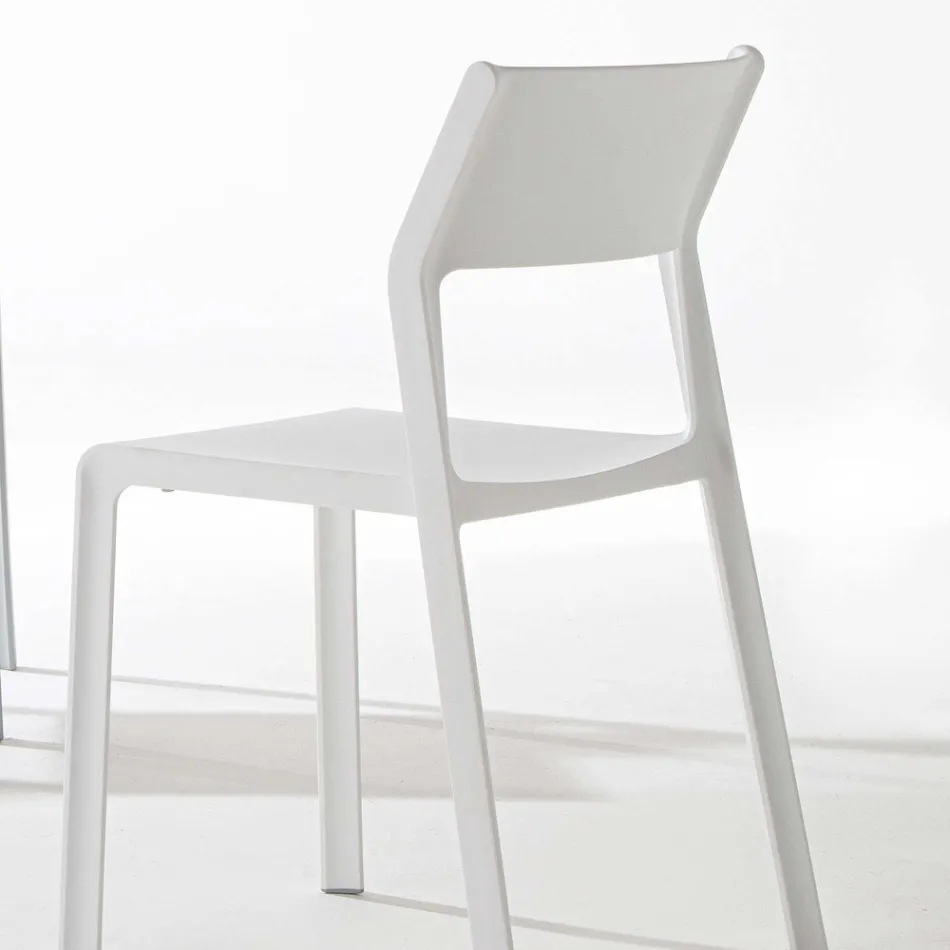 Chaise de salle à manger empilable en polypropylène coloré, 4 pièces - Abelia Viadurini