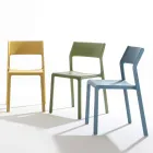 Chaise de salle à manger empilable en polypropylène coloré, 4 pièces - Abelia Viadurini