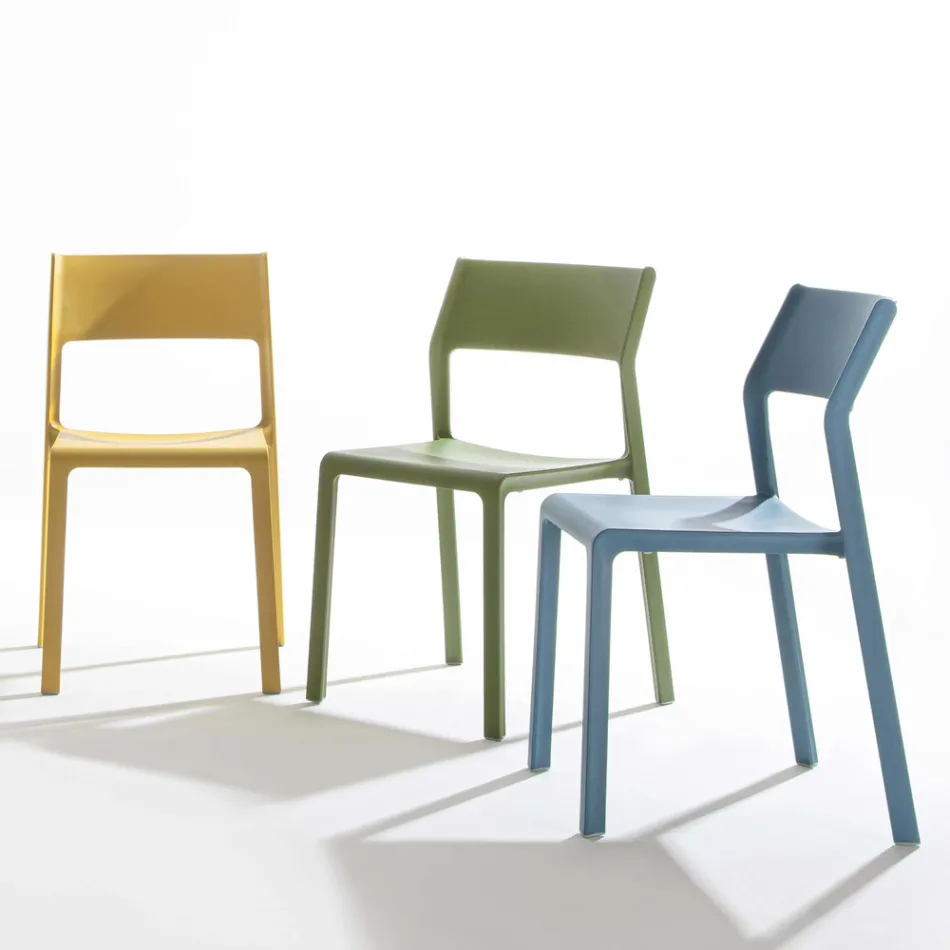 Chaise de salle à manger empilable en polypropylène coloré, 4 pièces - Abelia Viadurini