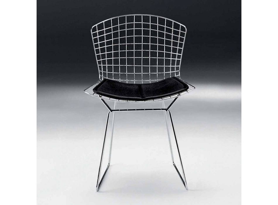 Chaise de salle à manger en acier chromé et cuir Made in Italy - Beniamino Viadurini