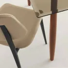 Chaise de salle à manger en cuir écologique et métal Made in Italy, 2 pièces - Sélénium Viadurini