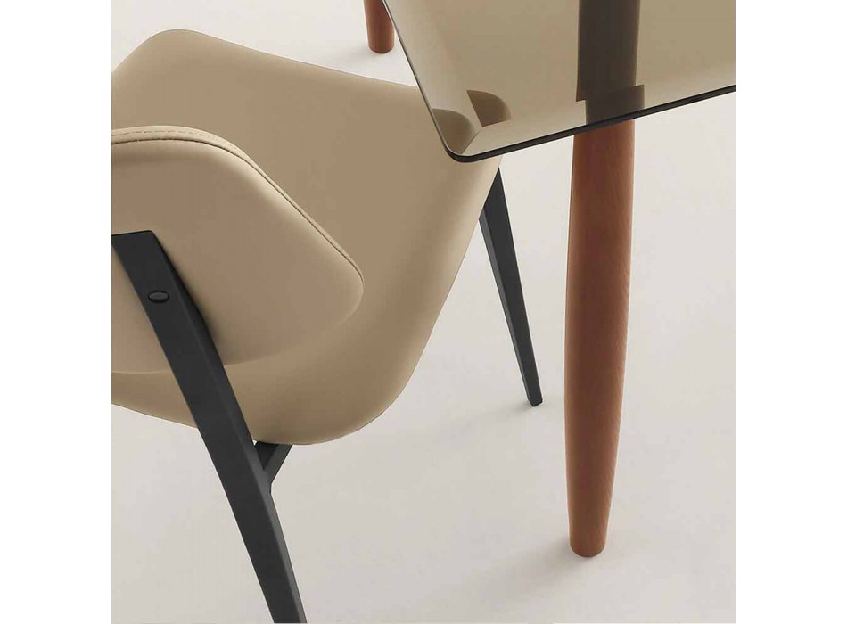 Chaise de salle à manger en cuir écologique et métal Made in Italy, 2 pièces - Sélénium Viadurini
