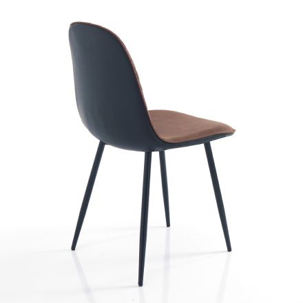 Chaise de salle à manger en microfibre et métal noir mat 4 pièces - Jake Viadurini