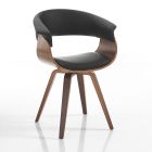 Chaise de salle à manger en cuir synthétique et contreplaqué - Nubea Viadurini