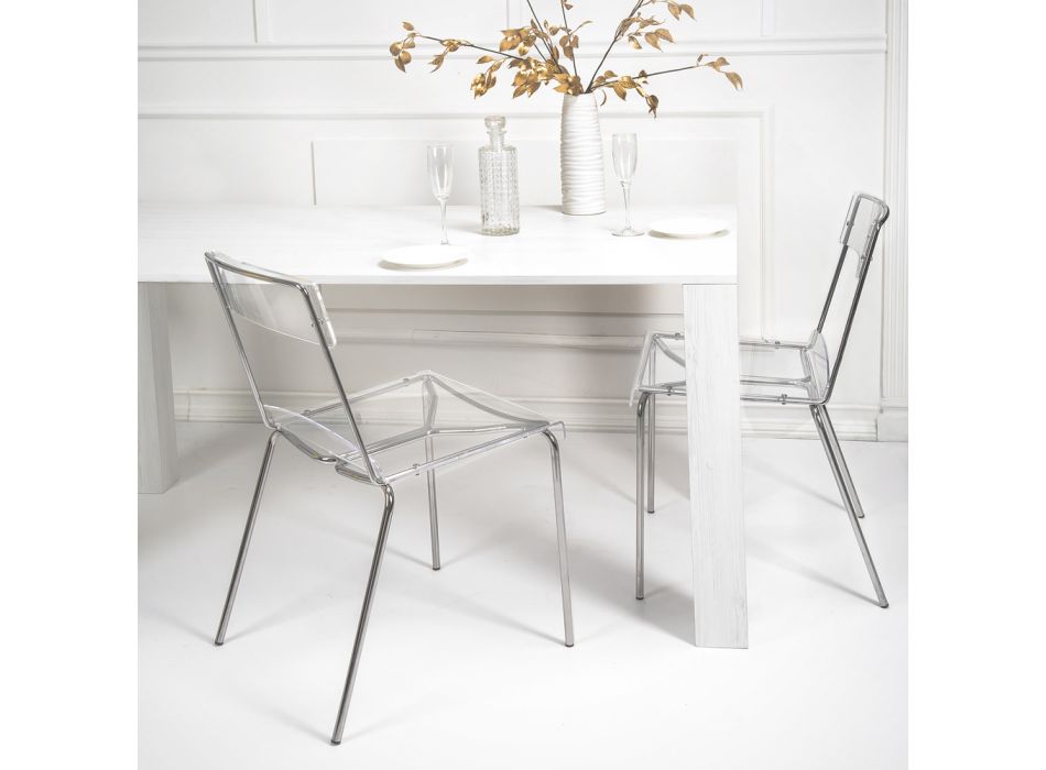 Chaise de salle à manger en plexiglas Made in Italy 2 pièces - Charlotte Viadurini
