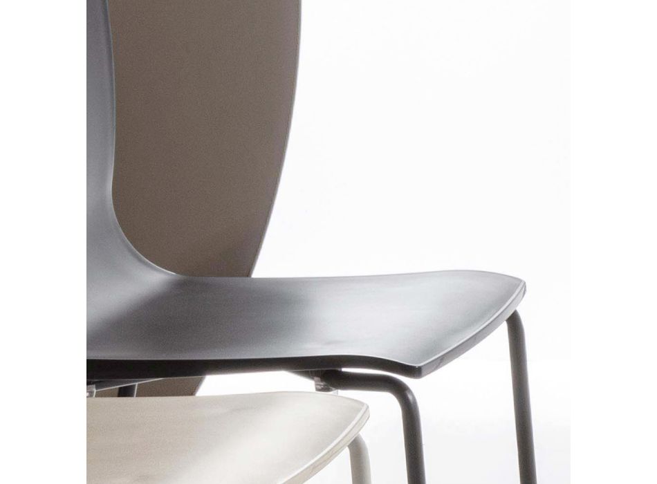Chaise de salle à manger en polypropylène avec base en métal, 4 pièces - Alina Viadurini