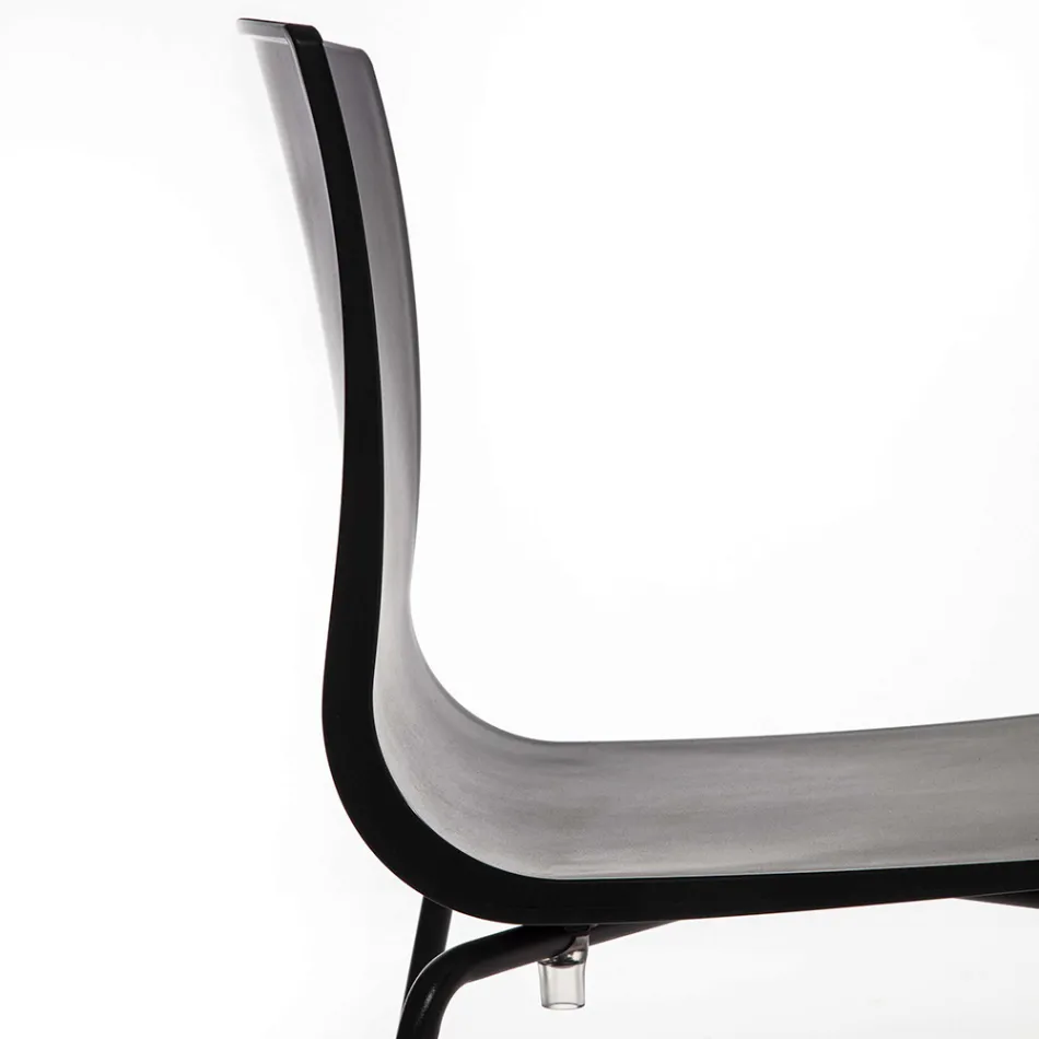 Chaise de salle à manger en polypropylène avec base en métal, 4 pièces - Alina Viadurini