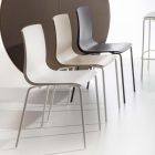 Chaise de salle à manger en polypropylène avec base en métal, 4 pièces - Alina Viadurini