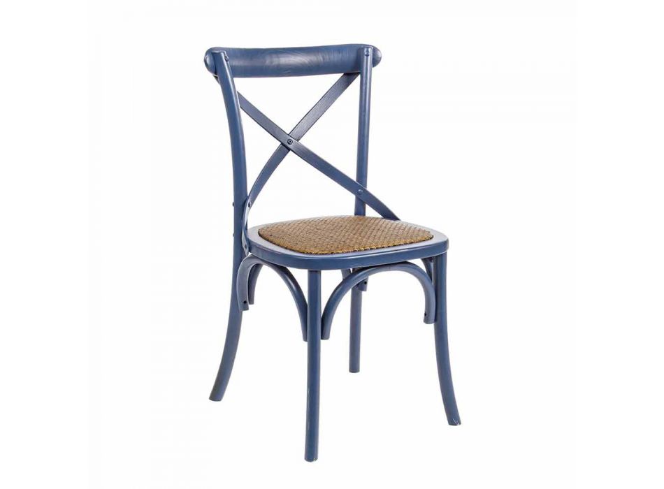 Chaise de salle à manger en rotin et bois Design classique Homemotion - Meridia Viadurini