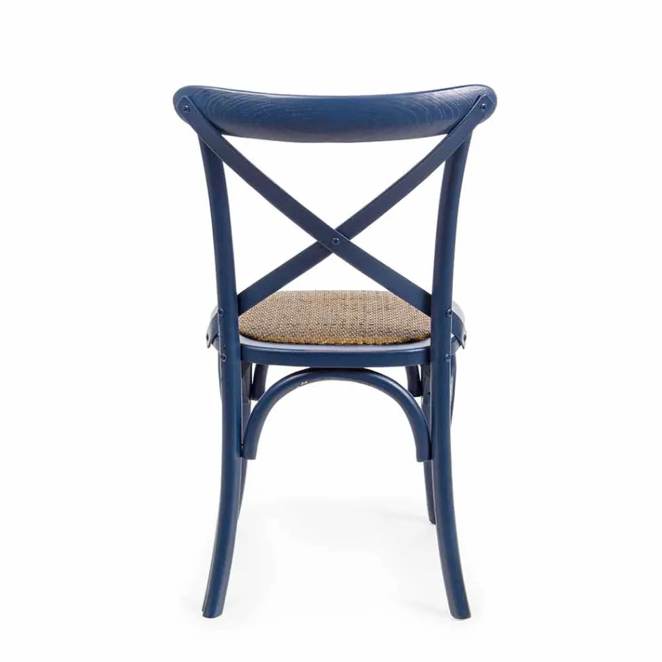 Chaise de salle à manger en rotin et bois Design classique Homemotion - Meridia Viadurini