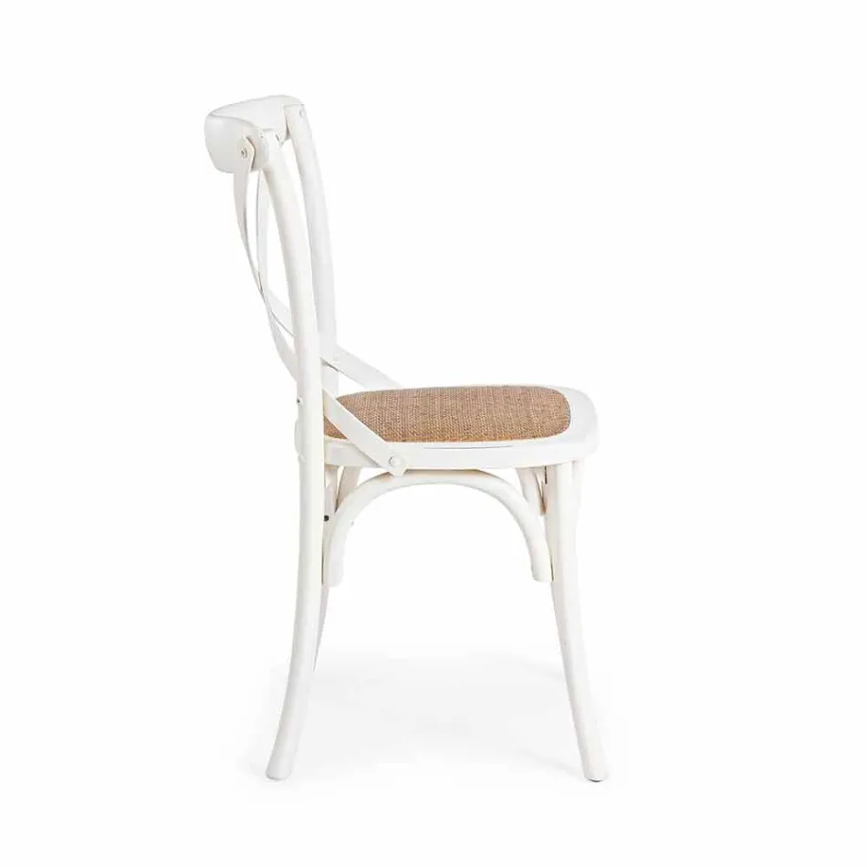 Chaise de salle à manger en rotin et bois Design classique Homemotion - Meridia Viadurini