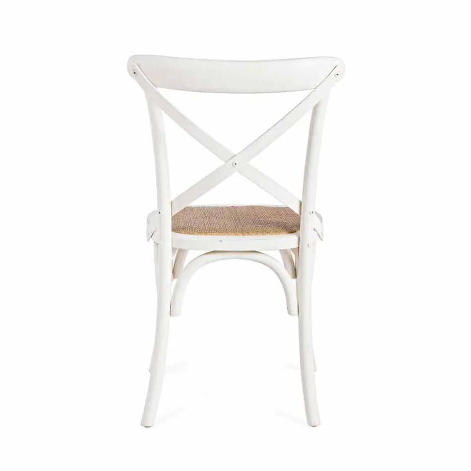 Chaise de salle à manger en rotin et bois Design classique Homemotion - Meridia Viadurini