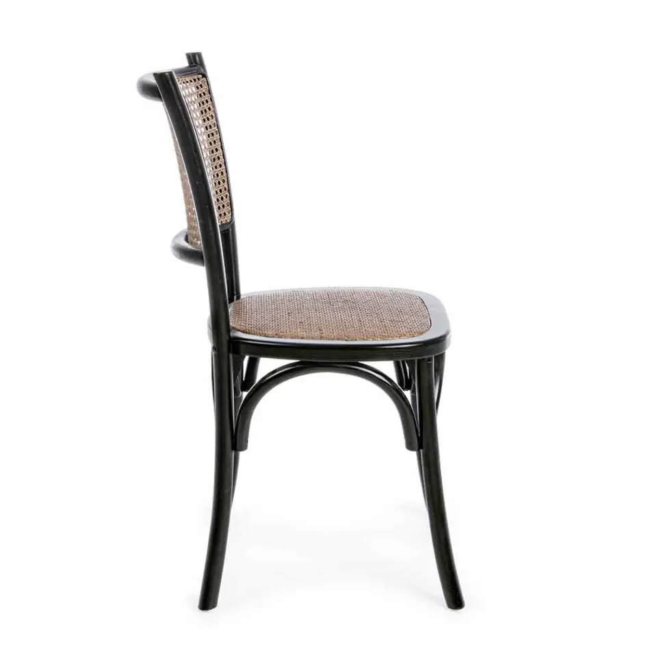 Chaise de salle à manger en rotin et bois Design classique Homemotion - Meridia Viadurini