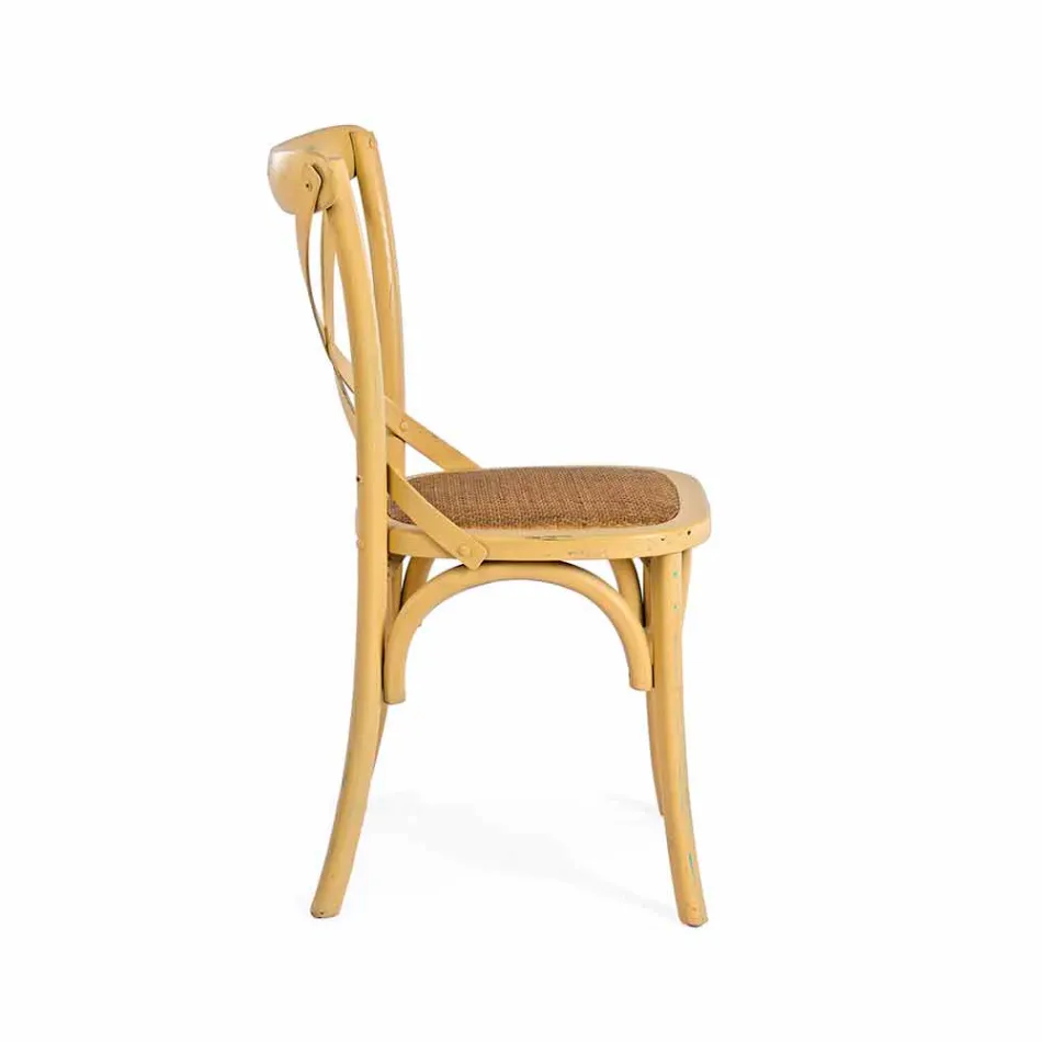 Chaise de salle à manger en rotin et bois Design classique Homemotion - Meridia Viadurini