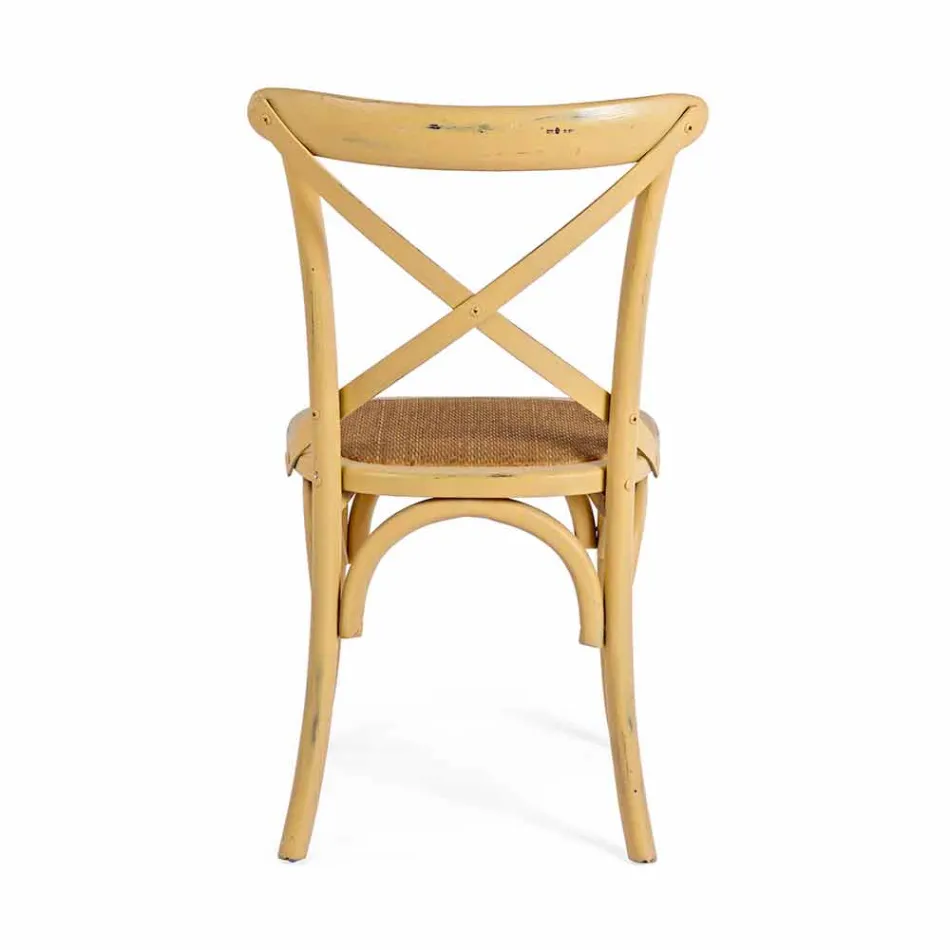 Chaise de salle à manger en rotin et bois Design classique Homemotion - Meridia Viadurini