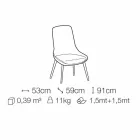 Chaise de salle à manger en tissu avec piètement en bois Made in Italy - Noix de coco Viadurini