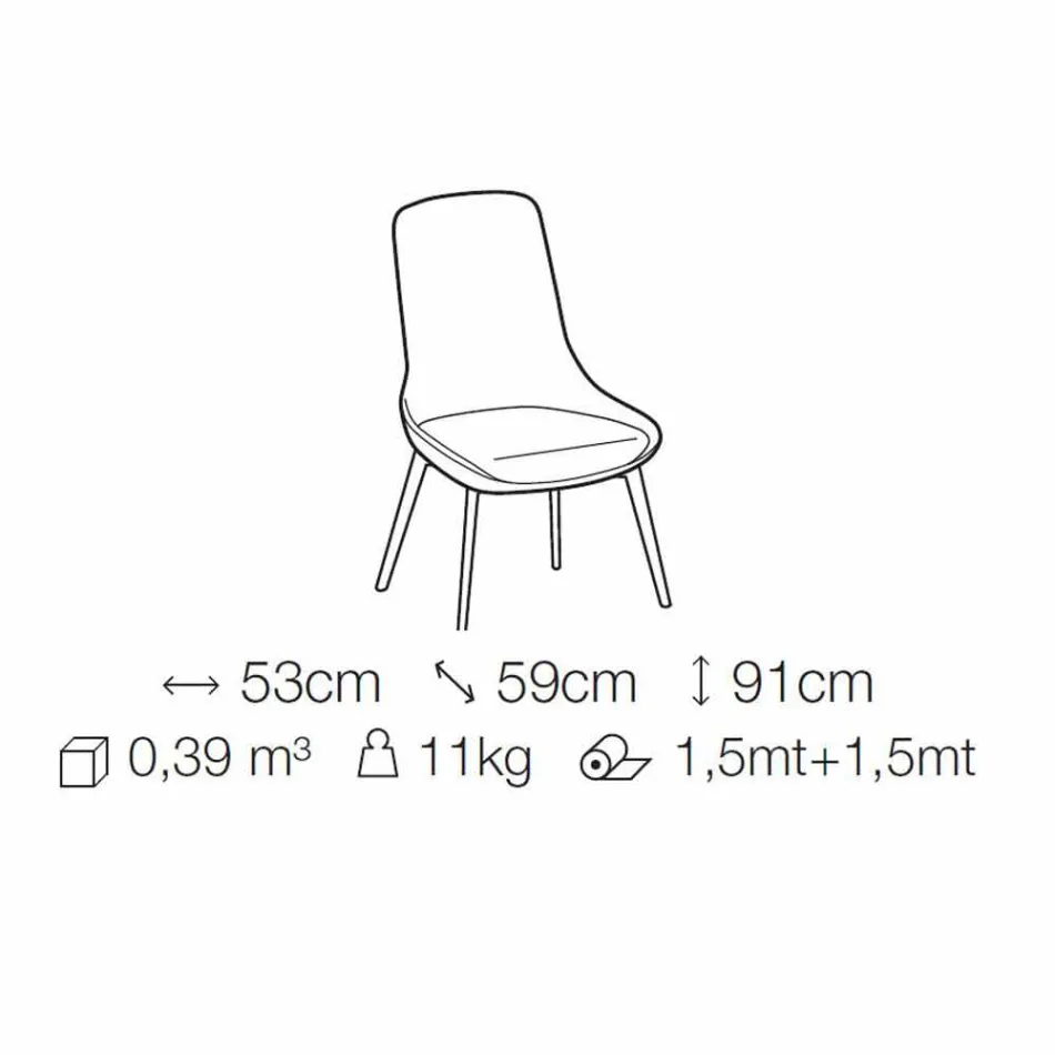 Chaise de salle à manger en tissu avec piètement en bois Made in Italy - Noix de coco Viadurini