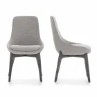 Chaise de salle à manger en tissu avec piètement en bois Made in Italy - Noix de coco Viadurini