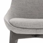 Chaise de salle à manger en tissu avec piètement en bois Made in Italy - Noix de coco Viadurini