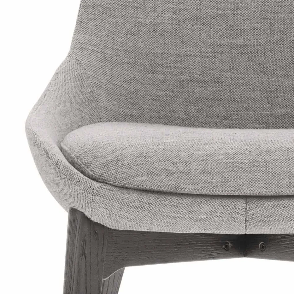 Chaise de salle à manger en tissu avec piètement en bois Made in Italy - Noix de coco Viadurini