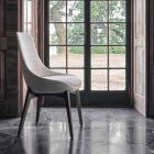 Chaise de salle à manger en tissu avec piètement en bois Made in Italy - Noix de coco Viadurini