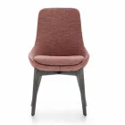 Chaise de salle à manger en tissu avec piètement en bois Made in Italy - Noix de coco Viadurini